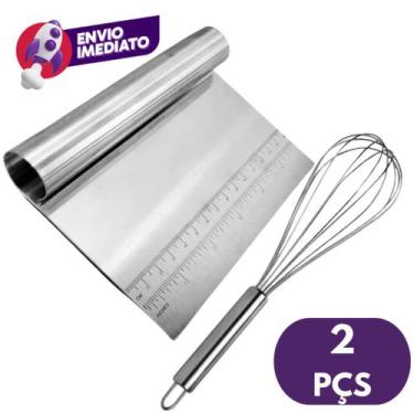 Imagem de Kit 02 Pç Espátula Reta Pegador Tubular Massa E Legumes Com Batedor Cl