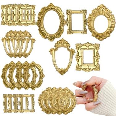 Imagem de 25 porta-retratos vintage de resina, minimolduras, pequenas molduras antigas, retangulares, ovais, para pendurar na parede, para joias, decoração de festa, hotel, fotografia, celular