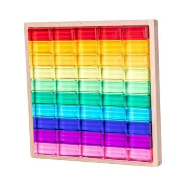 Imagem de MERIGLARE Conjunto de blocos de construção de arco-íris, conjunto de blocos de construção para crianças, brinquedos de aprendizagem com caixa de armazenamento,