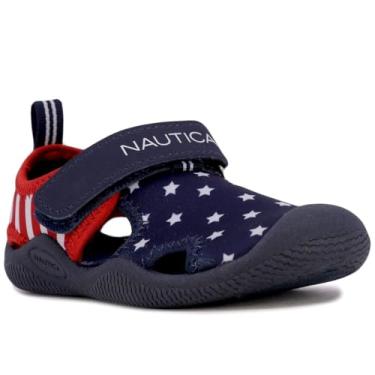 Imagem de Nautica Sapato de proteção para água infantil Kettle Gulf, sandália esportiva fechada estampa azul-marinho (bebê/criança pequena), Estrelas e listras, 11 Little Kid