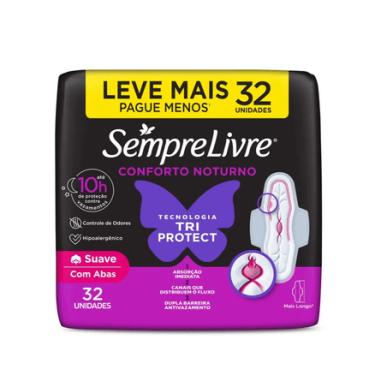 Imagem de Absorvente Sempre Livre Conforto Noturno Suave Com Abas 32 Unidades Sempre Livre
