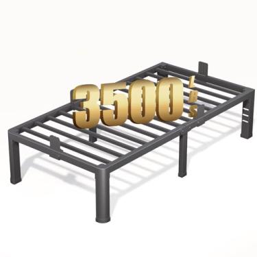Imagem de FUIOBYVV Estrutura de cama de solteiro de 40,6 cm com canto arredondado e orifício de cabeceira retentores de colchão de 1,587 kg de metal resistente, suporte sem necessidade de mola de caixa