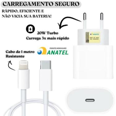 Imagem de Carregador Turbo, Cabo Usb-C-Lightning + Fonte Carregador 20W Ultra Ra
