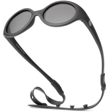 Imagem de Óculos de sol polarizados para bebês com alça - Inquebrável flexível infantil para recém-nascidos de 0 a 24 meses - Óculos de sol ovais, Preto