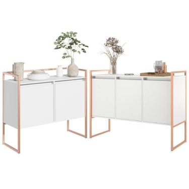 Imagem de Conjunto Buffet Industrial 2 E 3 Portas Branco Cobre