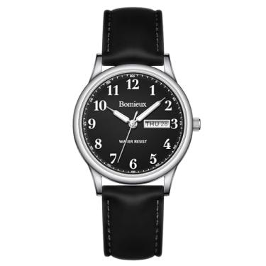 Imagem de VTAIGE Relógios masculinos, casual de negócios, relógio de quartzo à prova d'água com pulseira de couro, ponteiros luminosos, mostrador de data e dia, relógio social de negócios – Melhor presente para