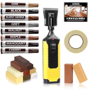 Imagem de Kit de reparo de móveis de piso de madeira - Kit de reparo de piso de madeira de vinil laminado kit de enchimento de madeira encerada canetas marcadoras de retoque arranhões, manchas, rachaduras, furos para piso de madeira, porta, armário, mesa, escadas