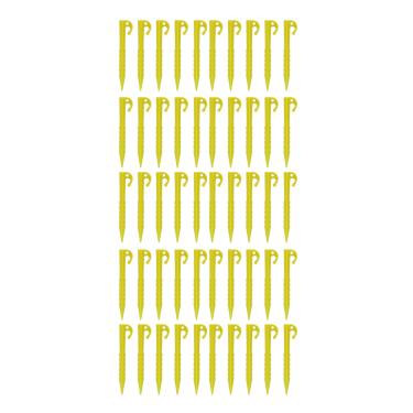 Imagem de Luqeeg Estacas de barraca de plástico – 14 cm de design serrilhado estacas de jardim de estacas de gramado, estacas de lona ao ar livre, estacas de areia para acampamento, mochilão, jardim, praia – pacote com 50 (amarelo)