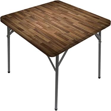 Imagem de CESGFC Toalha de mesa de madeira, estampa de textura de prancha de madeira, borda elástica, capa de mesa de jantar interna/externa, adequada para mesa quadrada de 101,6 cm x 101,6 cm