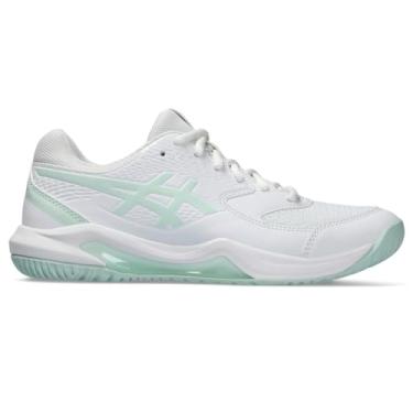 Imagem de ASICS Tênis feminino Gel-Dedicate 8, Branco/azul claro, 9.5 Wide