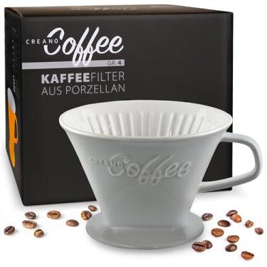 Imagem de Creano Coador de café de porcelana cinza - cafeteira de cerâmica - Máquina de café para sacos de filtro tamanho 4 - Fácil preparação manual para puro sabor - também para acampamento, caminhada