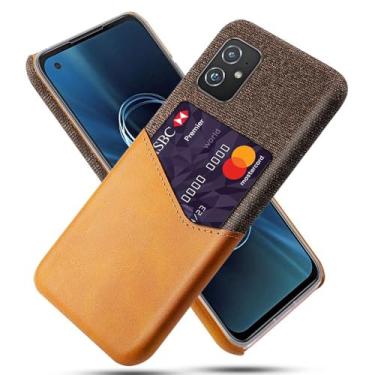 Imagem de Capa para Asus Zenfone 8 ZS590KS,Tela e tampa de couro PU,Antideslizante,360°cobertura completa à prova de choque com 1 slot de cartão atrás,Prevenção de queda-Brown