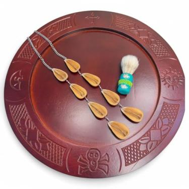 Imagem de Combo Tablero de Ifa con Brocha y Opele, Babalawo, Santeria, Orula, Ifa Board, Brush and Ekuele, madeira