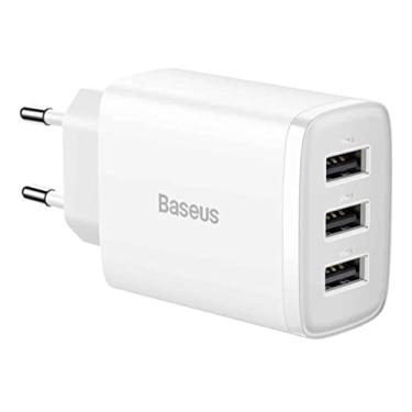 Imagem de Carregador Triplo Mini Turbo Rápido 17w Baseus Usb Branco