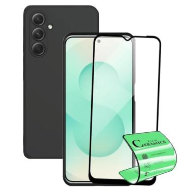 Imagem de Película de Cerâmica 9H Anti-Riscos e Capa Protetora Preta para Samsung Galaxy S25 Plus, Kit Premium de Proteção