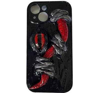 Imagem de Unitvbba Capa de telefone personalizada com língua de olho de terror feita à mão – Capa de arte gótica 3D, design de monstro estético escuro, capa assustadora personalizada para fãs de terror, meninas