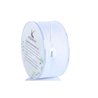 Imagem de KONMAY Fio De Nylon Branco 0,8 Mm Com Estojo Para Pulseiras, Cordão Cetim Trançado 130 Jardas Fabricação Joias, Miçangas, Nós Chineses, Kumihimo, Macramê