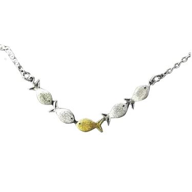 Imagem de JHJEWH Colar de natação contra a corrente, colar de peixe para mulheres, colares espirituais de incentivo de esperança inspiradora, corrente de peixe ajustável, colares gargantilha de peixe de dois