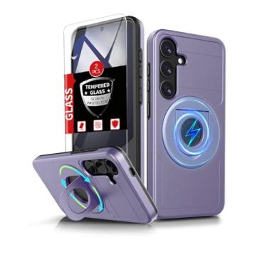 Imagem de FRLMOOES Capa magnética para Samsung Galaxy S24 FE compatível com carregamento MagSafe sem fio, com 2 protetores de tela, capa para S24 FE com anel de suporte, antiarranhões, à prova de choque