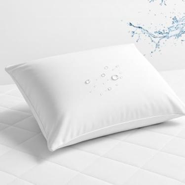 Imagem de Kit 4 Capa Impermeável de Travesseiro 70cm x 50cm Capa Protetora Anti-Bactéria e Silenciosa Cor Branco Cozzilar