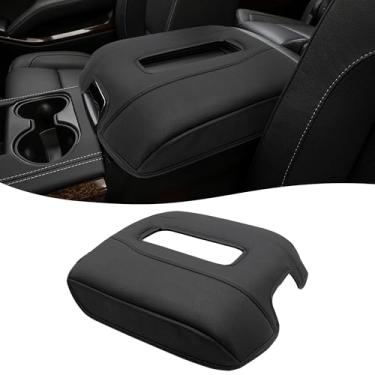 Imagem de KBH Capa de apoio de braço do console central para Chevy Silverado, GMC Sierra 2014-2018 e Tahoe Yukon Suburban 2015-2020, protetor de tampa de console central com corte médio, preto (serve apenas