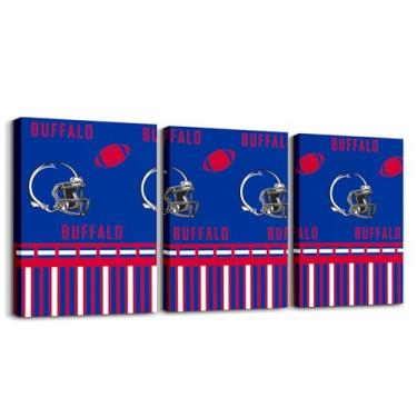 Imagem de jejeloiu Arte de parede em tela de futebol infantil para sala de estar, quarto, 30,5 x 40,6 x 3 peças, decoração de parede para meninos e meninas, adolescentes, rúgbi, esportes, futebol americano