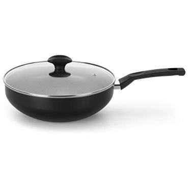 Imagem de Multiflon Frigideira Wok 28 Cm Com Tampa Aluminio Anti Aderente linha Amora Preto Matte...