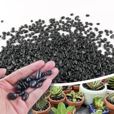 Imagem de CJGQ 1,1 kg 1/10.2 cm pequenos seixos pretos para plantas, vasos, suculentas, aquário, aquário, vasos decorativos de jardim, cascalho polido, pedras, pedras