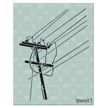Imagem de Estêncil Power Lines reutilizável de qualidade durável para pintura - Crie artesanato e decoração de estêncil - Decoração em paredes de tecido e móveis Arte reciclável - 21,5 x 28 cm