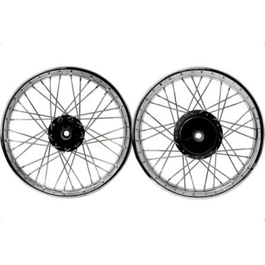 Imagem de Par Roda Jante Cubo Preto Titan Fan 150 160 Freio Á Disco