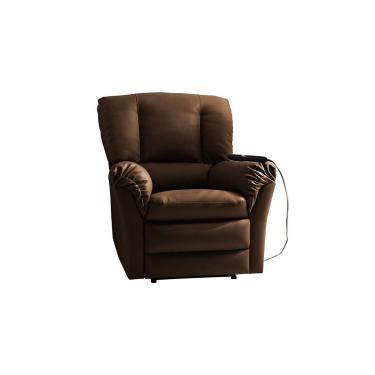 Imagem de Poltrona Reclinável p/ Sala Motorizada Da Vinci Malbec Zero Wall Giro e Balanço Suede Marrom Escuro - Probel
