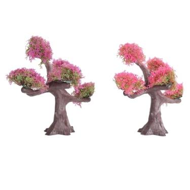 Imagem de Generic Planta de Aquário Artificial, Configuração Segura, Musgo de Imitação Vibrante, Decoração Realista de Aquário, 2 Pcs, Fácil de Manter (Vinho vermelho + rosa)