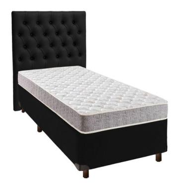Imagem de Cama + Box Preto e Colchão D33 Solteiro - D33 Inducol + Cabeceira