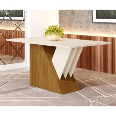 Imagem de Mesa de Jantar Epic 160 cm Ambiente Canto Reto com Vidro Nature Off White - Henn