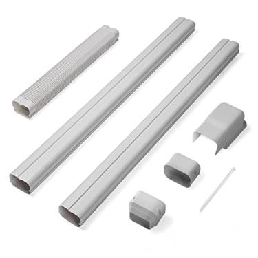 Imagem de TURBRO Kit de cobertura de linha de PVC decorativa de 7,5 cm L × 19 cm C para mini condicionadores de ar divididos e centrais, sistemas de bombas de calor AC