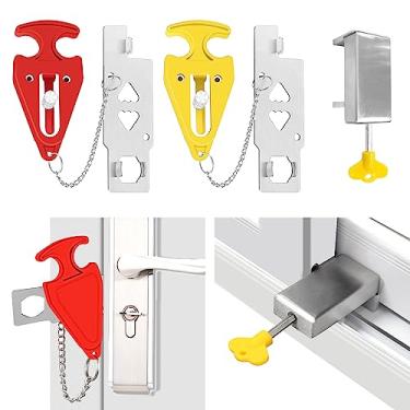 Imagem de SNAIL GARDEN Pacote Com 2 Fechaduras Portáteis Para Porta E 1 Fechadura Janela Deslizante, Armário De Segurança Residencial Trava Viagem Maior Privacidade Em Hotéis, Apartamentos Escolas