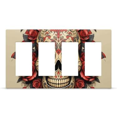 Imagem de Placa de parede decorativa para tomada 1 gangue placa de parede duplex vermelho rosa açúcar borda borda capas de interruptor de luz placa de parede decorativa 12,7 cm x 7,6 cm termoplástico tamanho