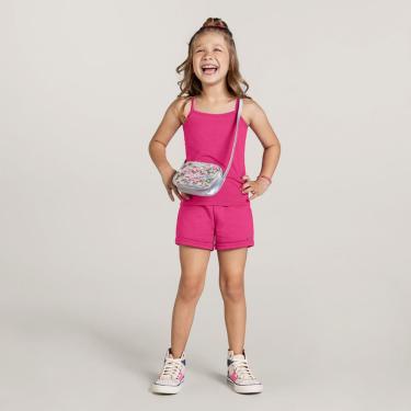Imagem de Shorts Básico Infantil Menina Em Moletinho Brandili Rosa