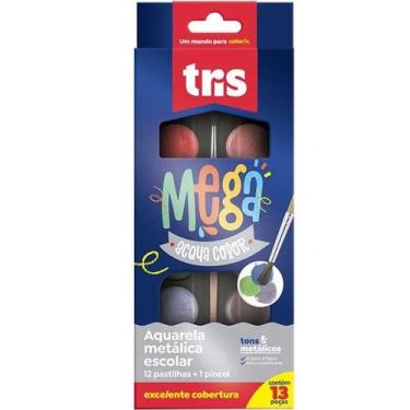 Imagem de Aquarela mega acqua color metálica 12 cores - TRIS