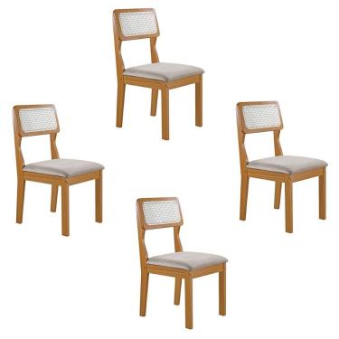 Imagem de Conjunto de 4 Cadeiras Agata Retrô com Estofado em Linho