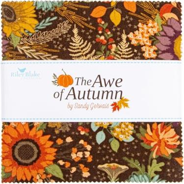 Imagem de Sandy Gervais The Awe of Autumn 12.7 cm Stacker 42 12.7 cm Squares Charm Pack Riley Blake 5-16190-42