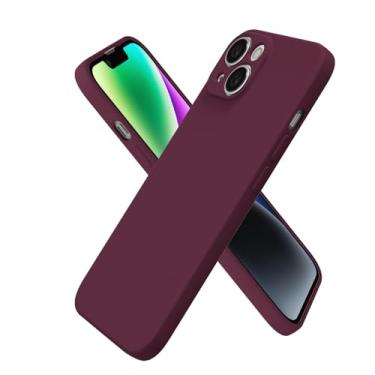 Imagem de oakxco Capa de silicone para iPhone 14 Plus, ultrafina, fina, para mulheres, meninas, cor lisa, minimalista, estética, fofo, feminino, design feminino, gel de borracha macia TPU com capa para câmera