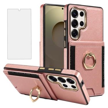 Imagem de Asuwish Capa de celular para Samsung Galaxy S25 Ultra 5G capa carteira celular com protetor de tela fino couro PU compartimento para cartão RFID bloqueio anel suporte S25Ultra 25S S 25 25Ultra 6,9