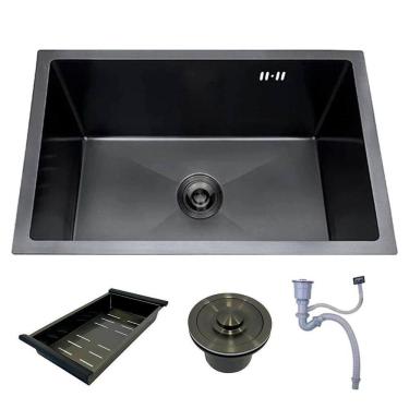 Imagem de Cuba Cozinha Gourmet Nano Inox 304 Escovado 50X40 Preta