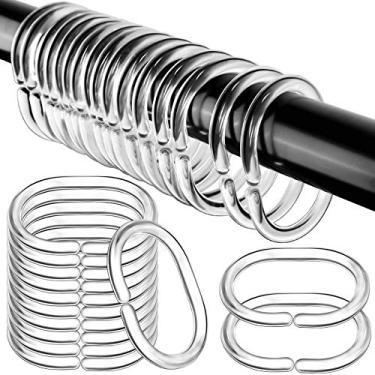 Imagem de Anéis de cortina de chuveiro FANDAMEI 36 peças ganchos de cortina de chuveiro de plástico para cabine de janela de chuveiro de banheiro