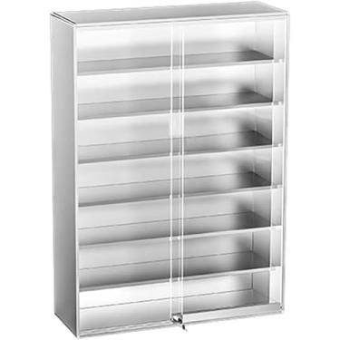 Imagem de Moldura de metal para exibição de cigarros, prateleira de armazenamento de cigarros bloqueável, rack de cigarros montado na parede, prateleira de cigarro de loja de conveniência, suporte de exibição