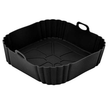 Imagem de Forma de Silicone Quadrada para Air Fryer com Alças - Antiaderente e R