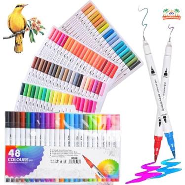 Imagem de Canetas Brush Pen Marcadora Ponta Dupla Fina Kit Canetinha para Colorir Desenho Fineliner (48)
