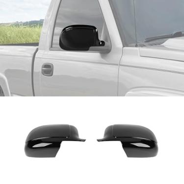 Imagem de RAZPOY Capa de espelho retrovisor lateral compatível com Chevy Silverado & Suburban & Tahoe e GMC-Yukon e GMC-Sierra e Cadillac Escalade 1999-2006, preto