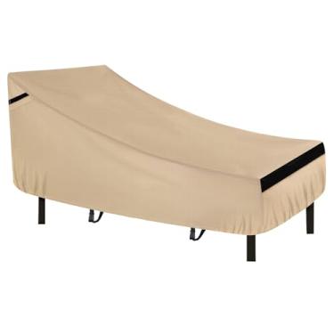 Imagem de NEVERLAND Capa impermeável para cadeira de sala de estar, capas de espreguiçadeira para ambientes externos com material resistente, capa impermeável 420D para cadeiras ao ar livre 180 cm C x 81 cm L x 81 cm A dourada